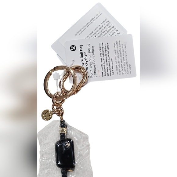 Lululemon Everywhere Belt Bag Charm Keychain, Black And Gold. New! - Picture 2 of 2
